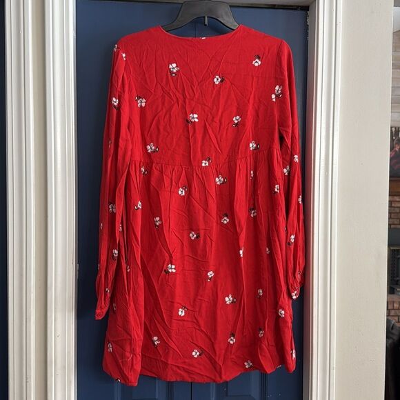 Popsugar Red Babydoll Floral Button-Up Dress Size S NWT - Picture 4 of 6
